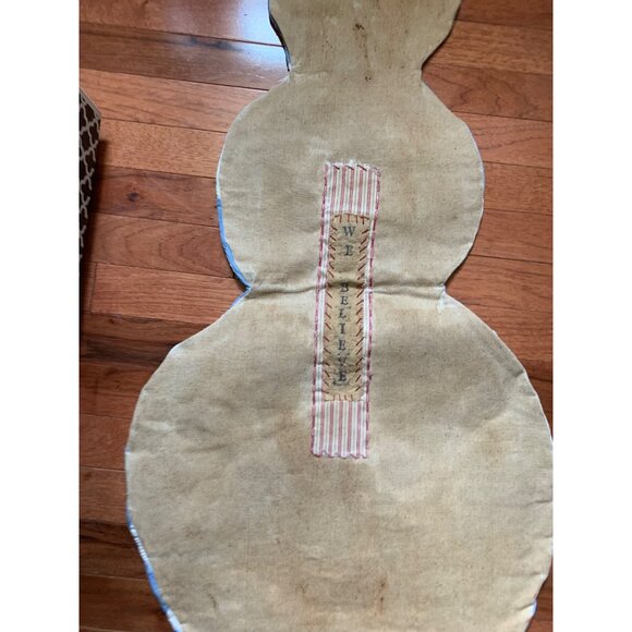 Vintage Quilted Snowman Wall Hanging with Top Hat & Buttons 45" tall - Picture 6 of 16